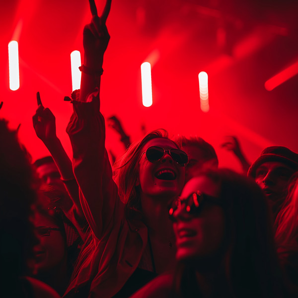 Dansers onder groen licht tijdens een 30LOVE-clubavond
